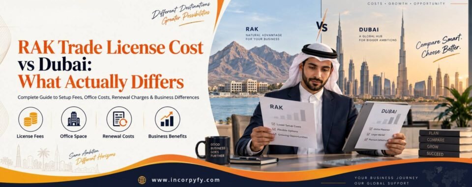 RAK trade license cost comparison RAKEZ RAK DAO versus Dubai