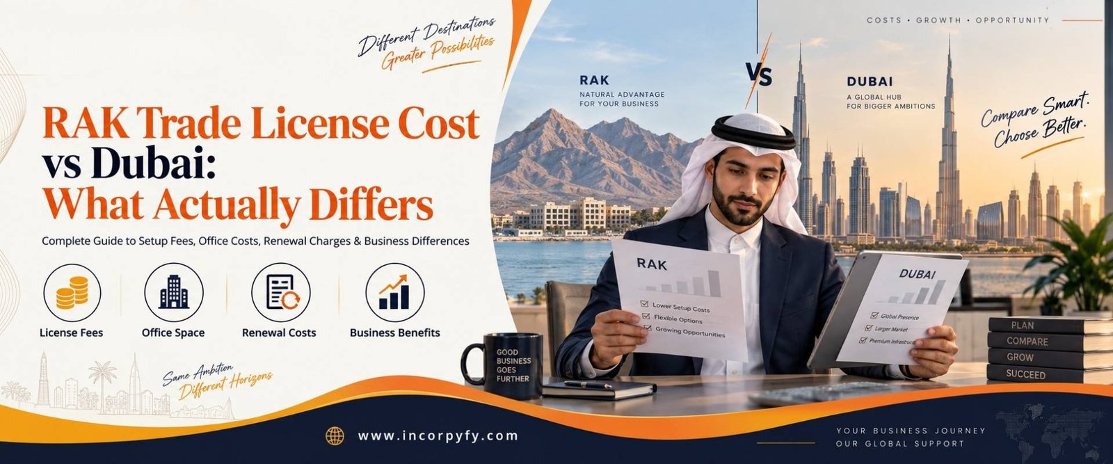 RAK trade license cost comparison RAKEZ RAK DAO versus Dubai