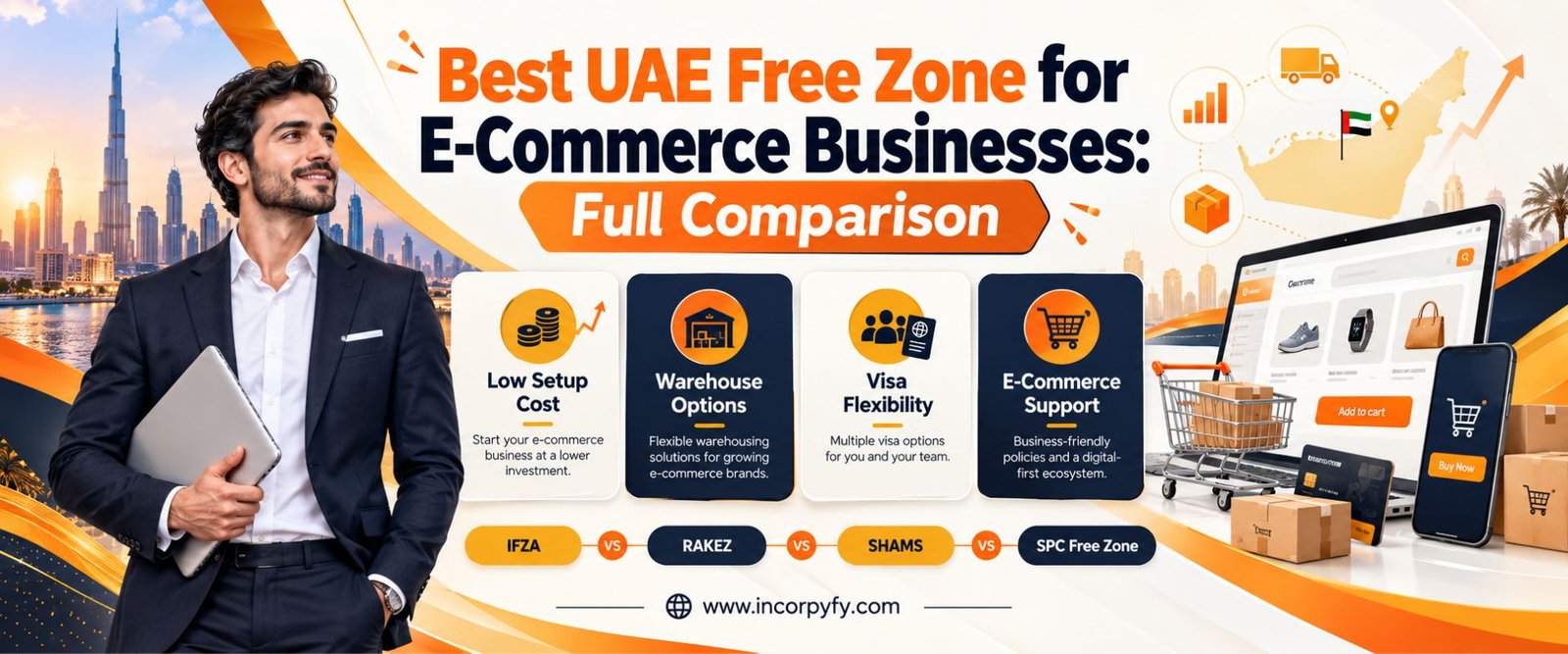 Best UAE Free zone for E-Commerce businesses Comparison guide