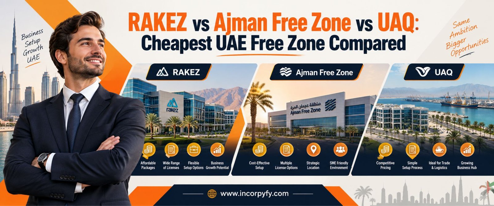 RAKEZ vs Ajman Free zone vs UAQ guide